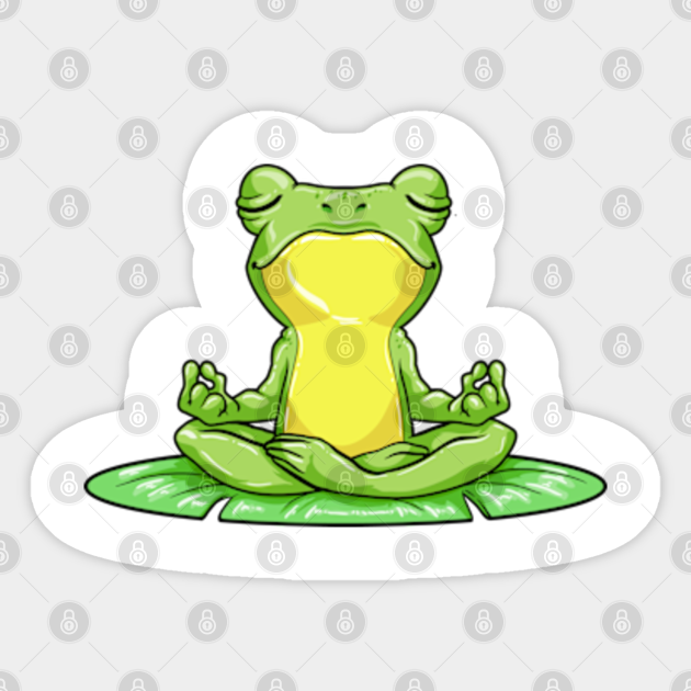 Frog on Sheet at Yoga with Yoga mat Frog Sticker TeePublic